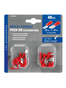 Zestaw złączy płaskich 6,3 x 0,8 mm męskie+żeńskie 0,5–1,5 mm², 40 szt. - Lampa