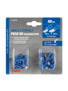 Zestaw złączy płaskich 6,3 x 0,8 mm męskie+żeńskie 1,5–2,5 mm², 40 szt. - Lampa