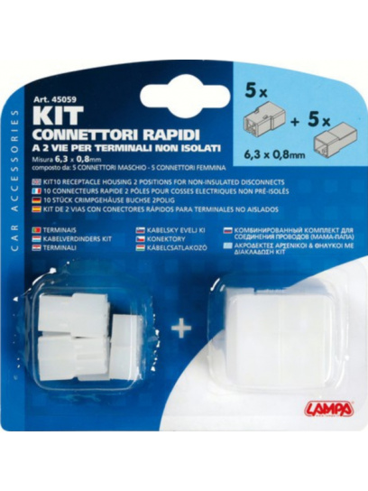 Zestaw złączy płaskich 6,3 mm w obudowie 2-torowej, 10 szt. - Lampa