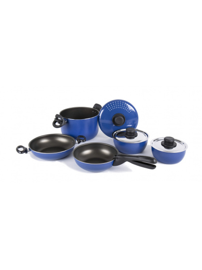Zestaw naczyń ALU 9 el. niebieski - Camp4