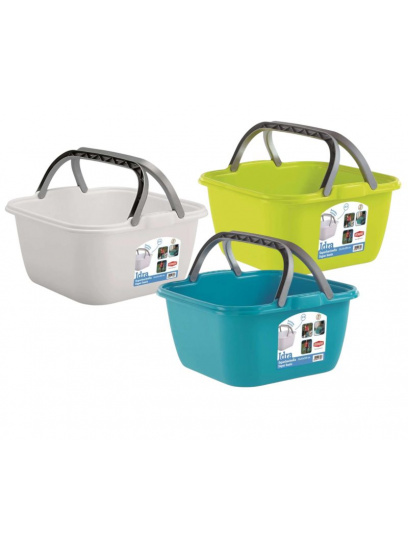 Wiaderko miska z uchwytem Idra 13 l 35x35x18 cm biały/niebieski/zielony