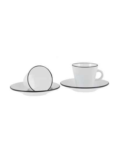 Filiżanki z melaminy Espresso Set Linea Line Black 2 szt. - Gimex