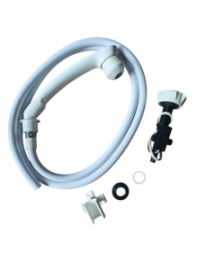 Prysznic z wężem Halter + bateria podblatowa Nova + uchwyt ścienny biały - Comet