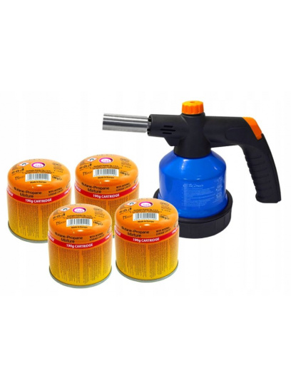 Palnik gazowy wielofunkcyjny przebijany RK-5004 + 4x kartusz gazowy ElicoTech 190 g - Elico