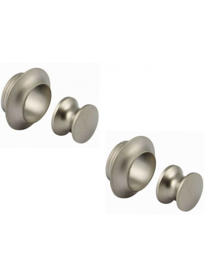 2szt Przycisk zamka meblowego z rozetką srebrny mat - Fawo