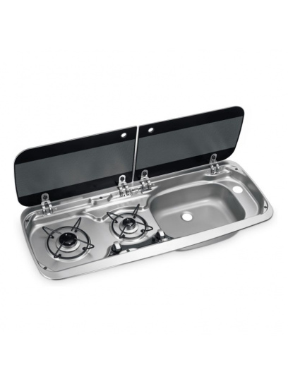 OUTLET - Kuchenka 2 palnikowa i zlewozmywak ze szklanymi pokrywami HSG 2370R - Dometic