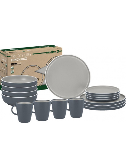 Zestaw obiadowy z melaminy Lunch Box Trilogy Grey - Brunner
