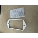 OUTLET - Odblask prostokątny na wkręty biały - ramka biała