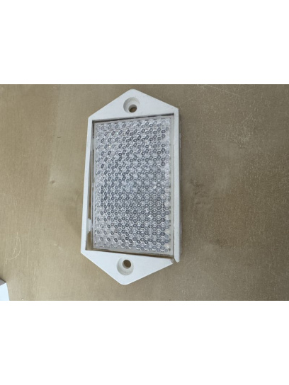 OUTLET - Odblask prostokątny na wkręty biały - ramka biała