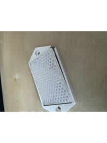 OUTLET - Odblask prostokątny na wkręty biały - ramka biała